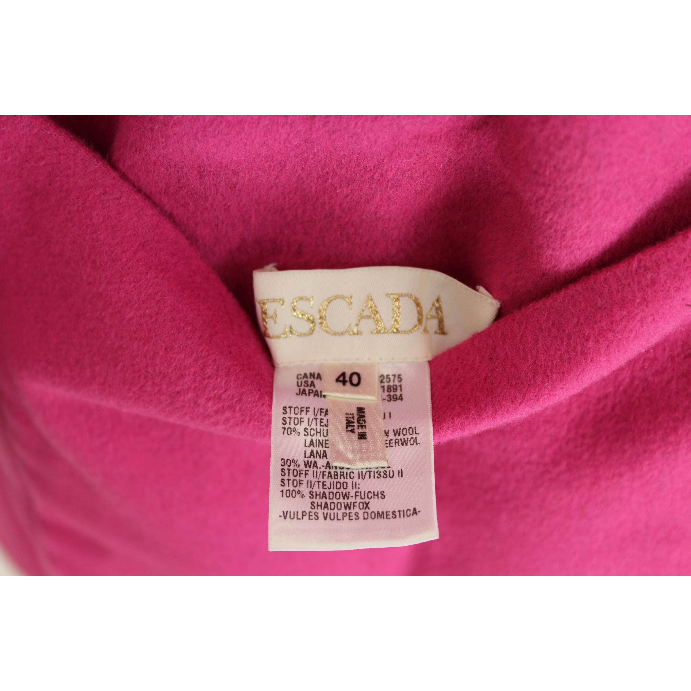 Escada Fur Fox Reversible Wool Angora Coat Vintage Black Pink 1980s For Sale 1