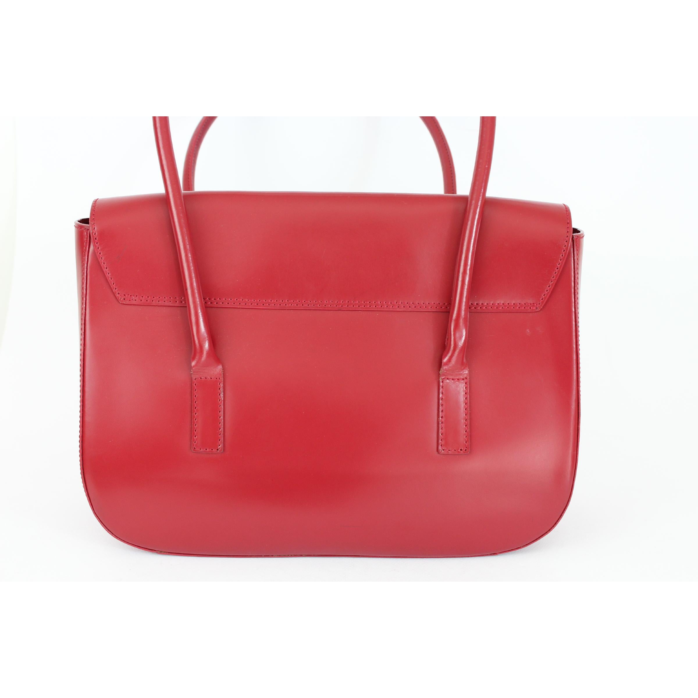 Gianfranco Ferrè Shoulder Tote Bag Patient Leather Vintage Red, 1970s In Excellent Condition In Brindisi, Bt