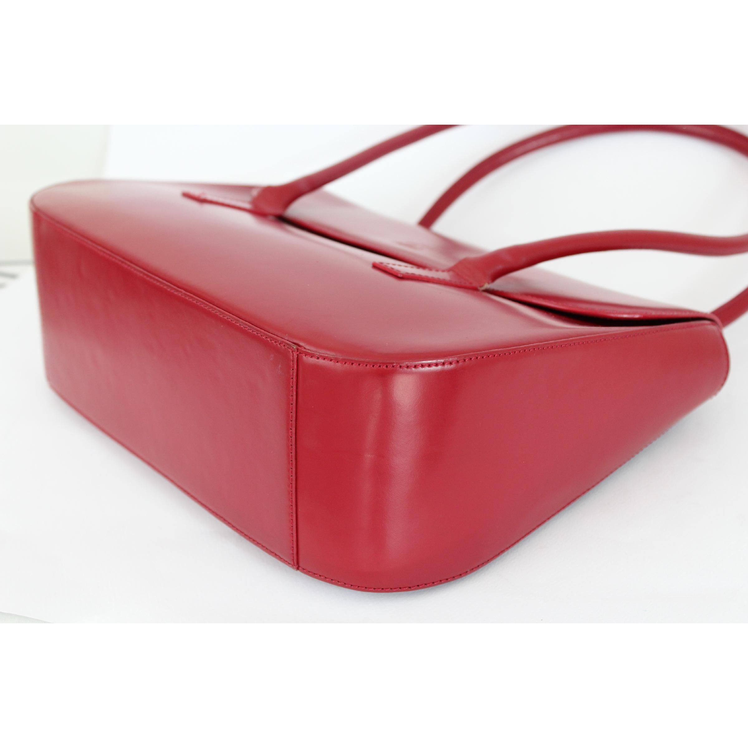 Gianfranco Ferrè Shoulder Tote Bag Patient Leather Vintage Red, 1970s 3