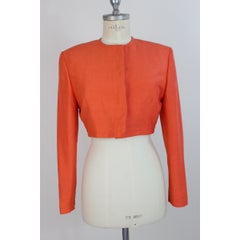 Gianni Versace Bolero Jacket Silk Linen Orange Vintage, 1990s