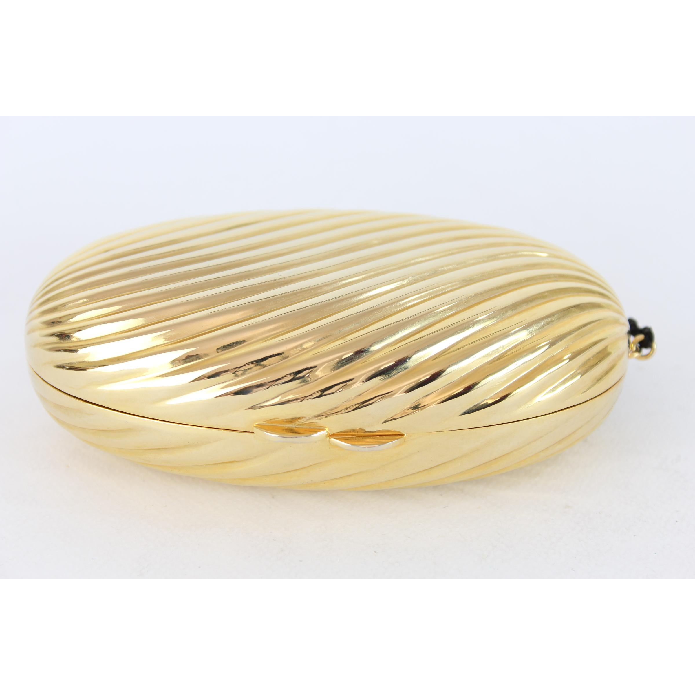 Salvatore Ferragamo Evening Bag Clutch Jewel Pochette Vintage Gold In Excellent Condition In Brindisi, Bt