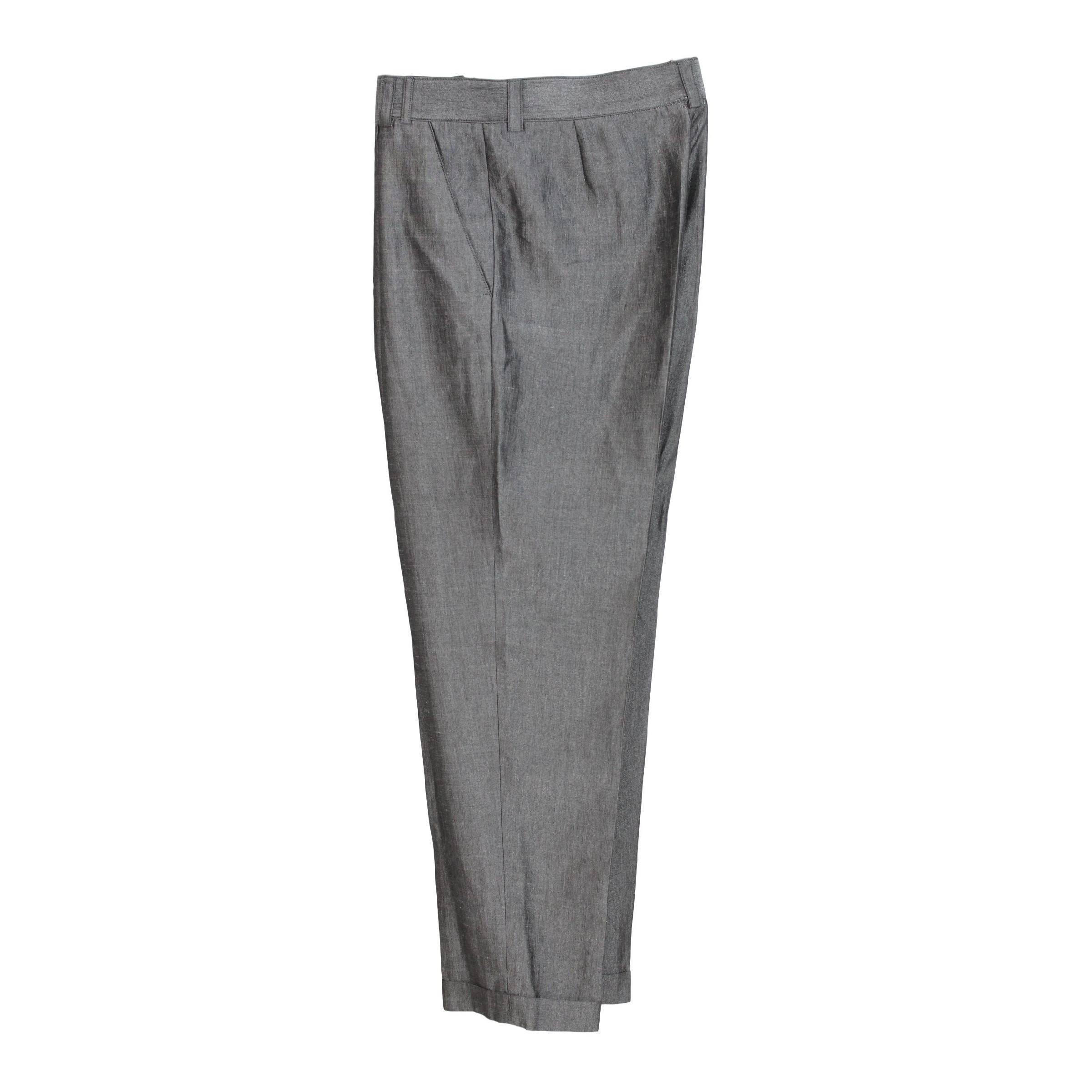 1990s Gianni Versace Vintage Pants Suit Gray Linen Set Jacket Waistcoat 3