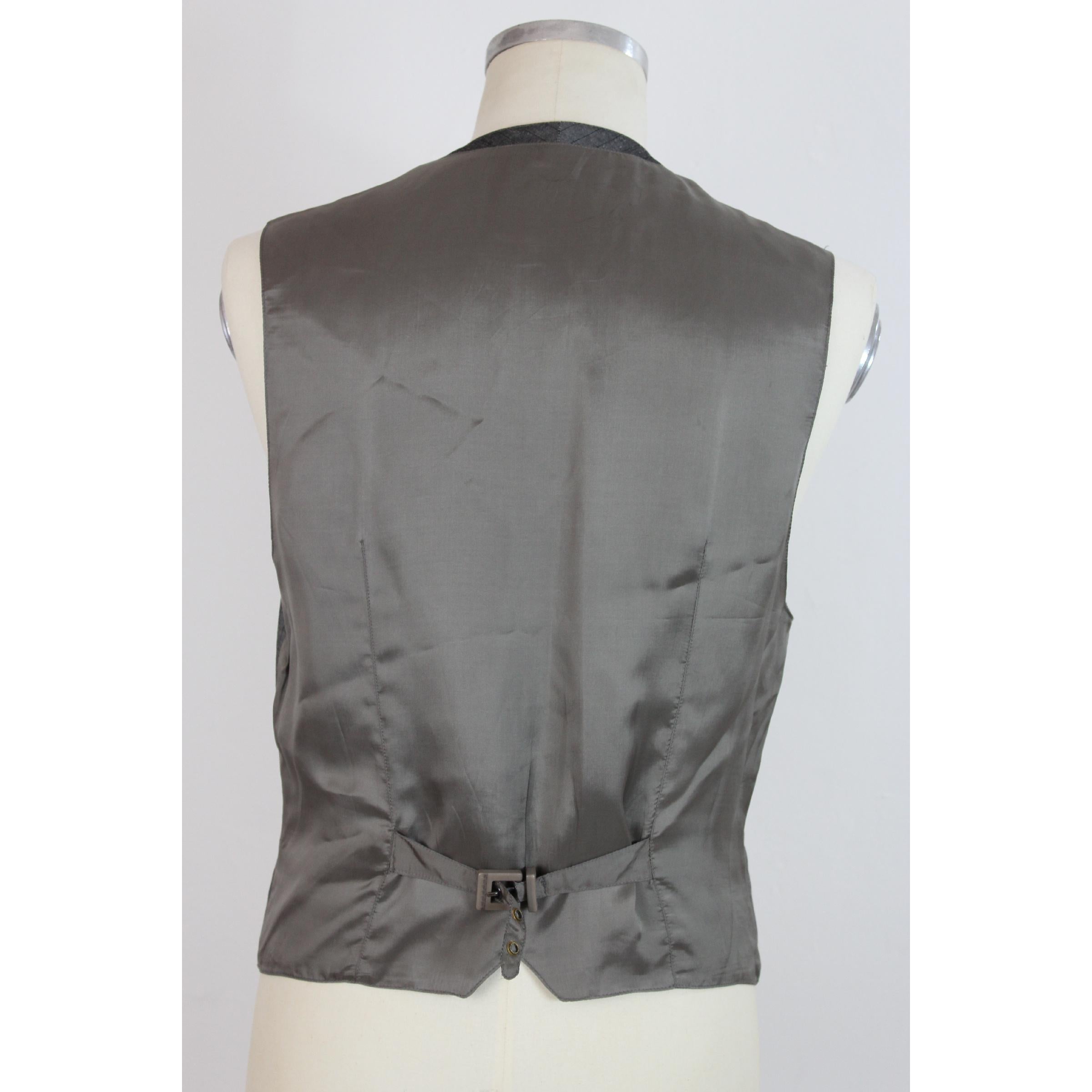 1990s Gianni Versace Vintage Pants Suit Gray Linen Set Jacket Waistcoat 2