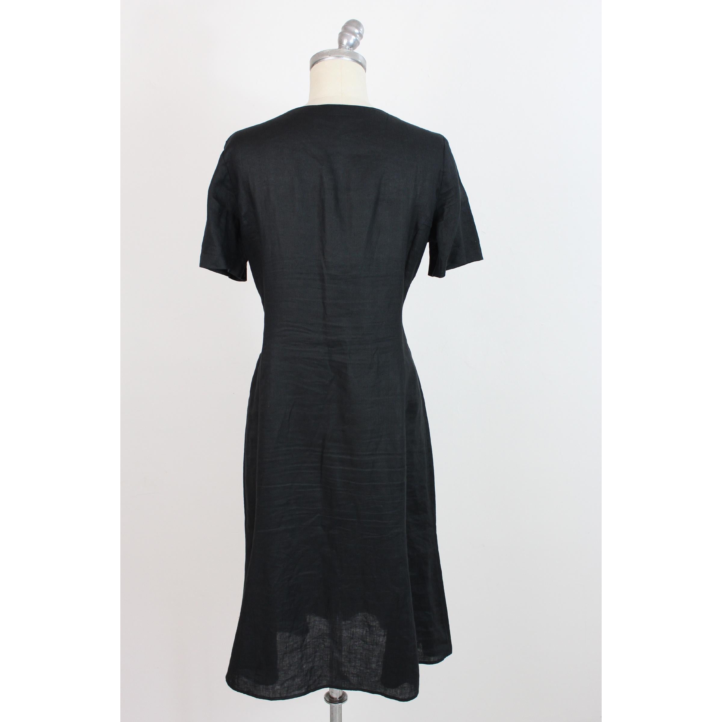 1980s Krizia Black Linen Sequins Long Summer Sheath Dress  In Excellent Condition In Brindisi, Bt