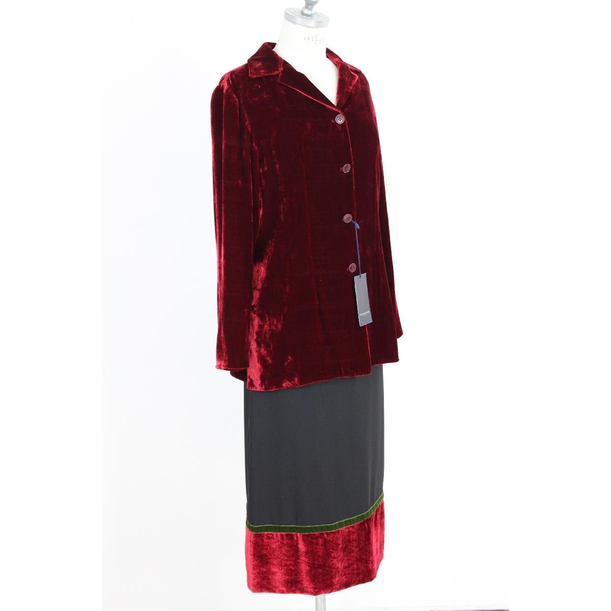 Brown Burberry Red Black Green Velvet Cotton Skirt Suit Dress NWT 1990s 