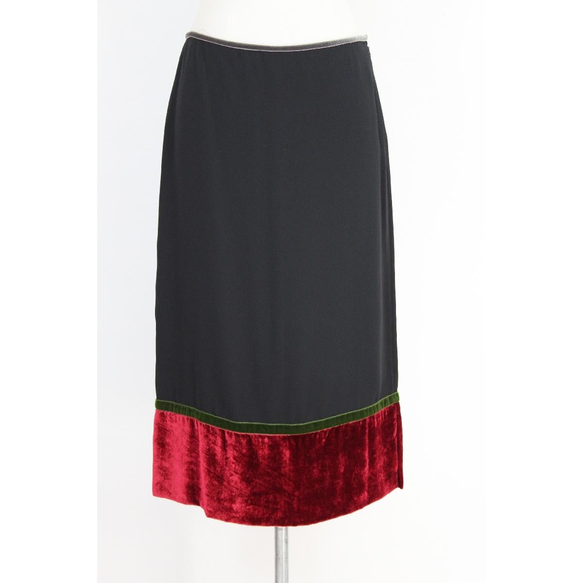 Women's Burberry Red Black Green Velvet Cotton Skirt Suit Dress NWT 1990s 