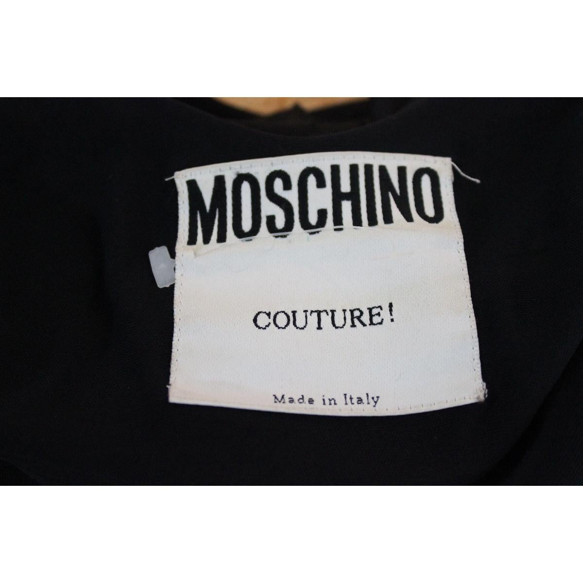 Women's 1990s Moschino Couture Dress Charleston Vintage Cotton Blue Beige Fringes