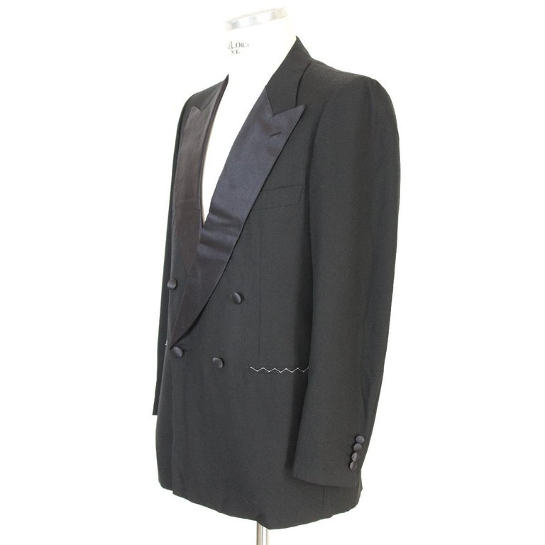1990s Brioni Smoking Double Breasted Jacket Wool Vintage Black at ...