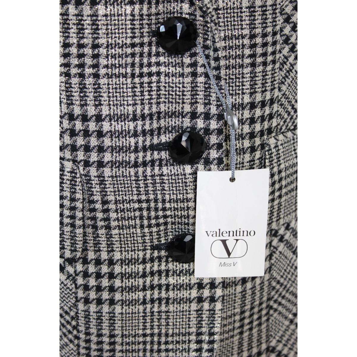 Women's Valentino Houndstooth Gray Wool Check Skirt Suit Dress 1990s NWT Size 10 Us