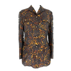 1980s Istante by Gianni Verscae Leopard Floral Black Silk Lace Jacket