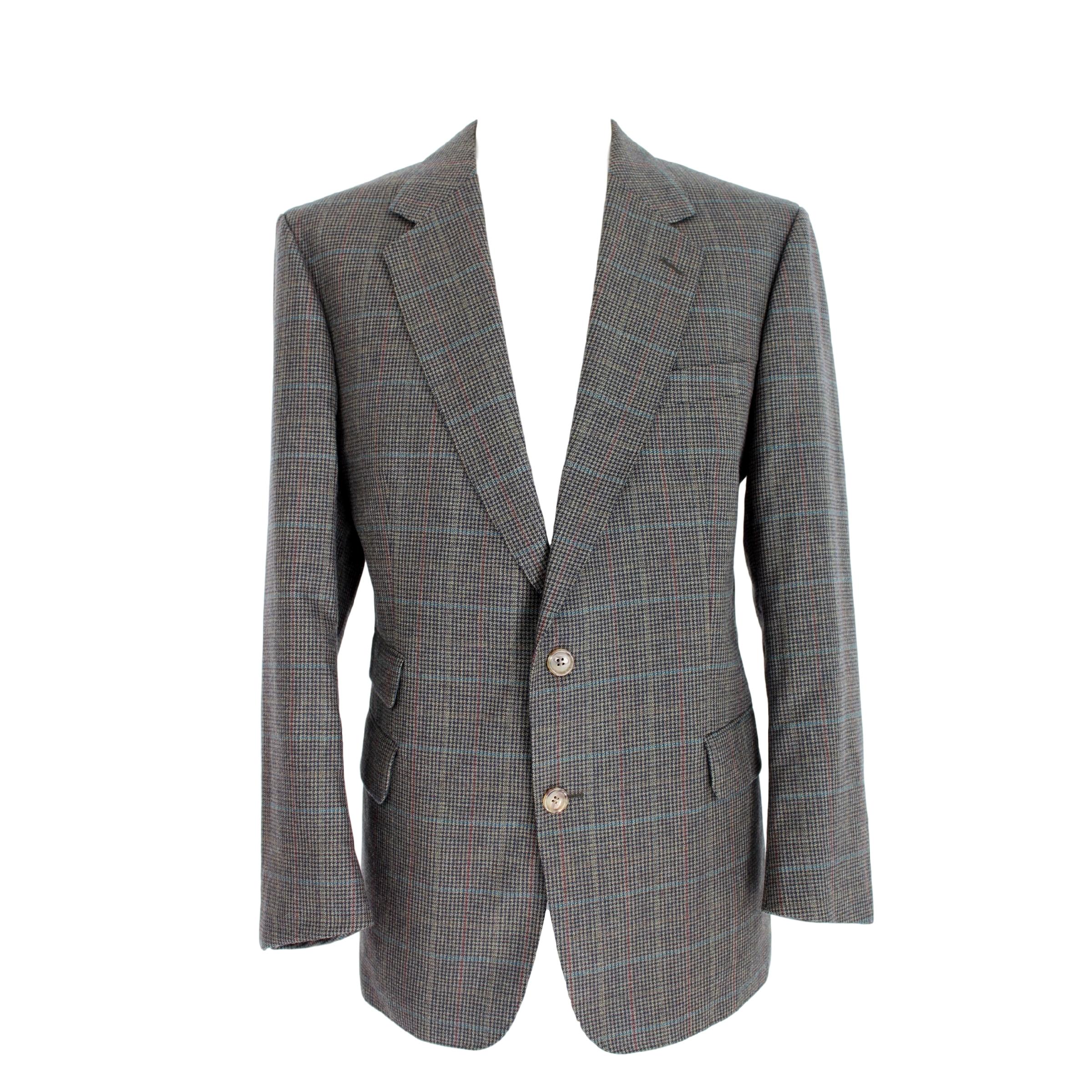 1980s Burberry Green Black Tweed Wool Jacket