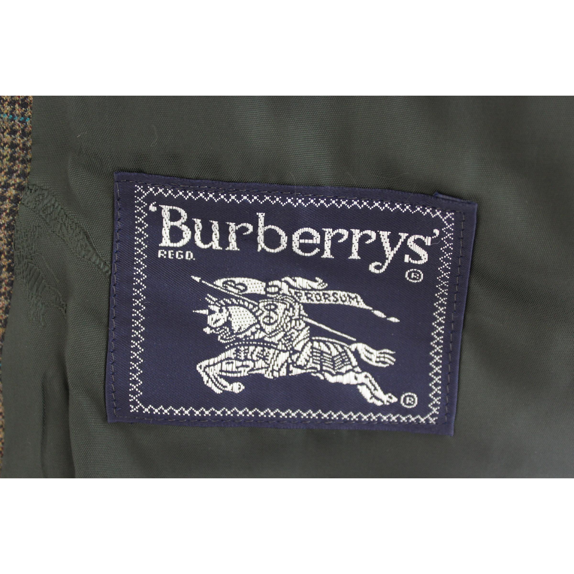 Men's 1980s Burberry Green Black Tweed Wool Jacket