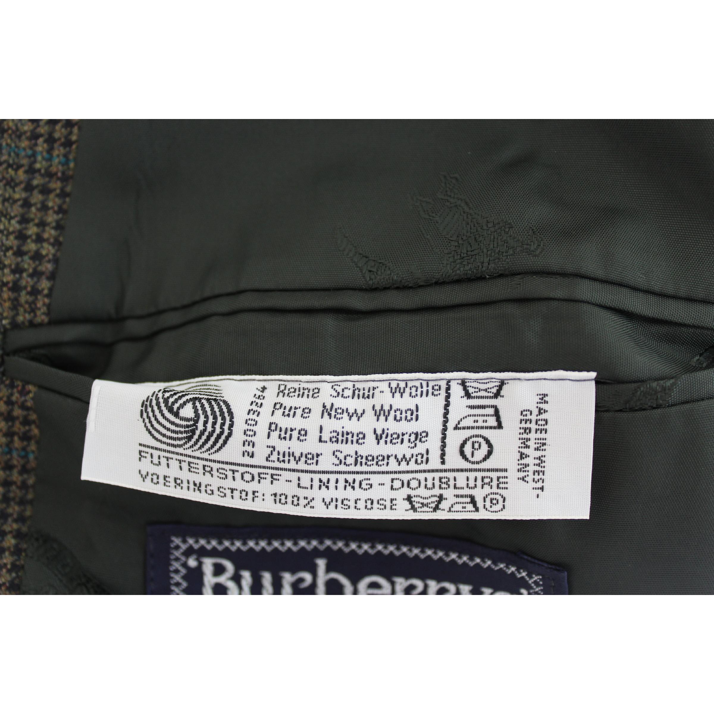1980s Burberry Green Black Tweed Wool Jacket 1