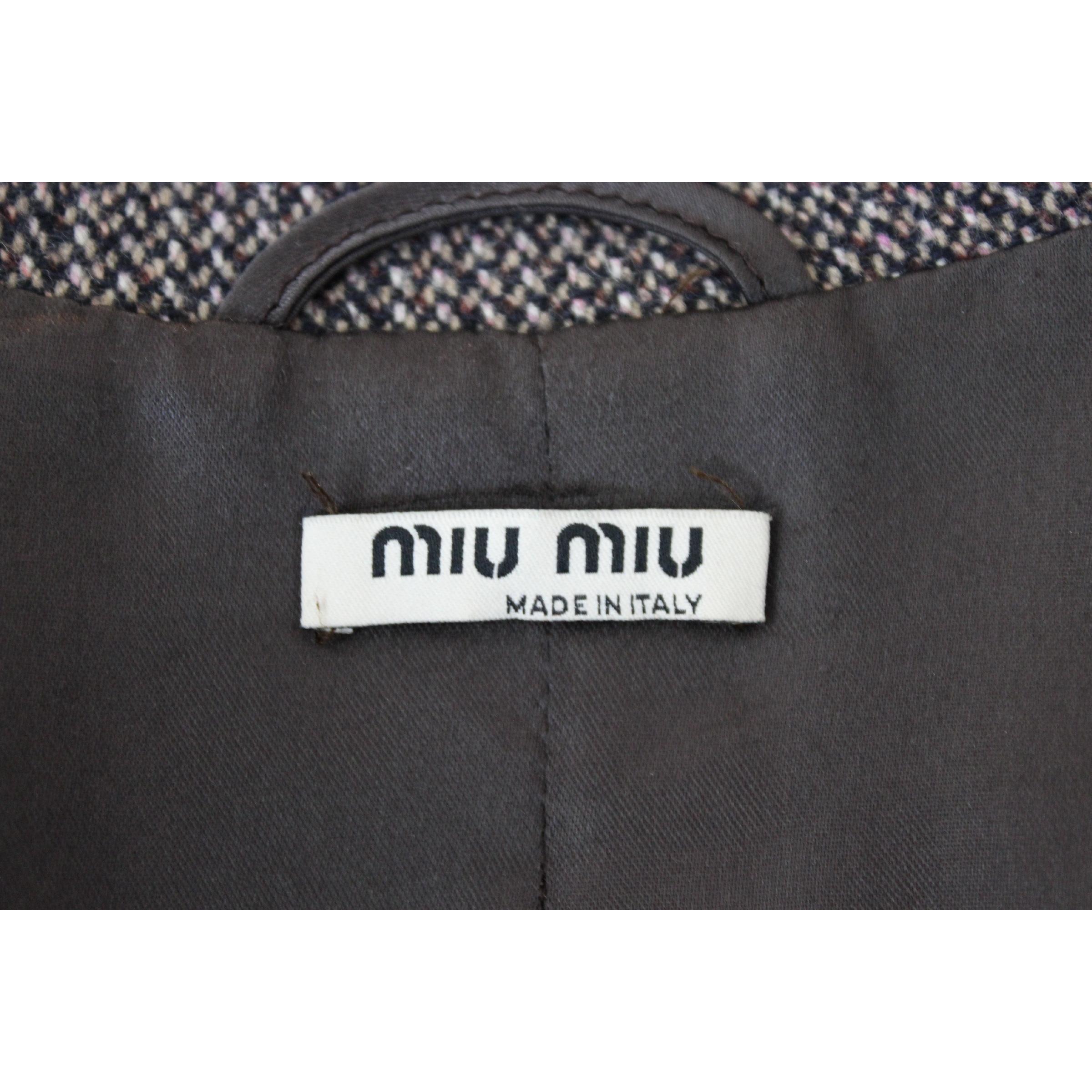 2000s Miu Miu Brown Tweed Wool Above Knee Long Coat 1