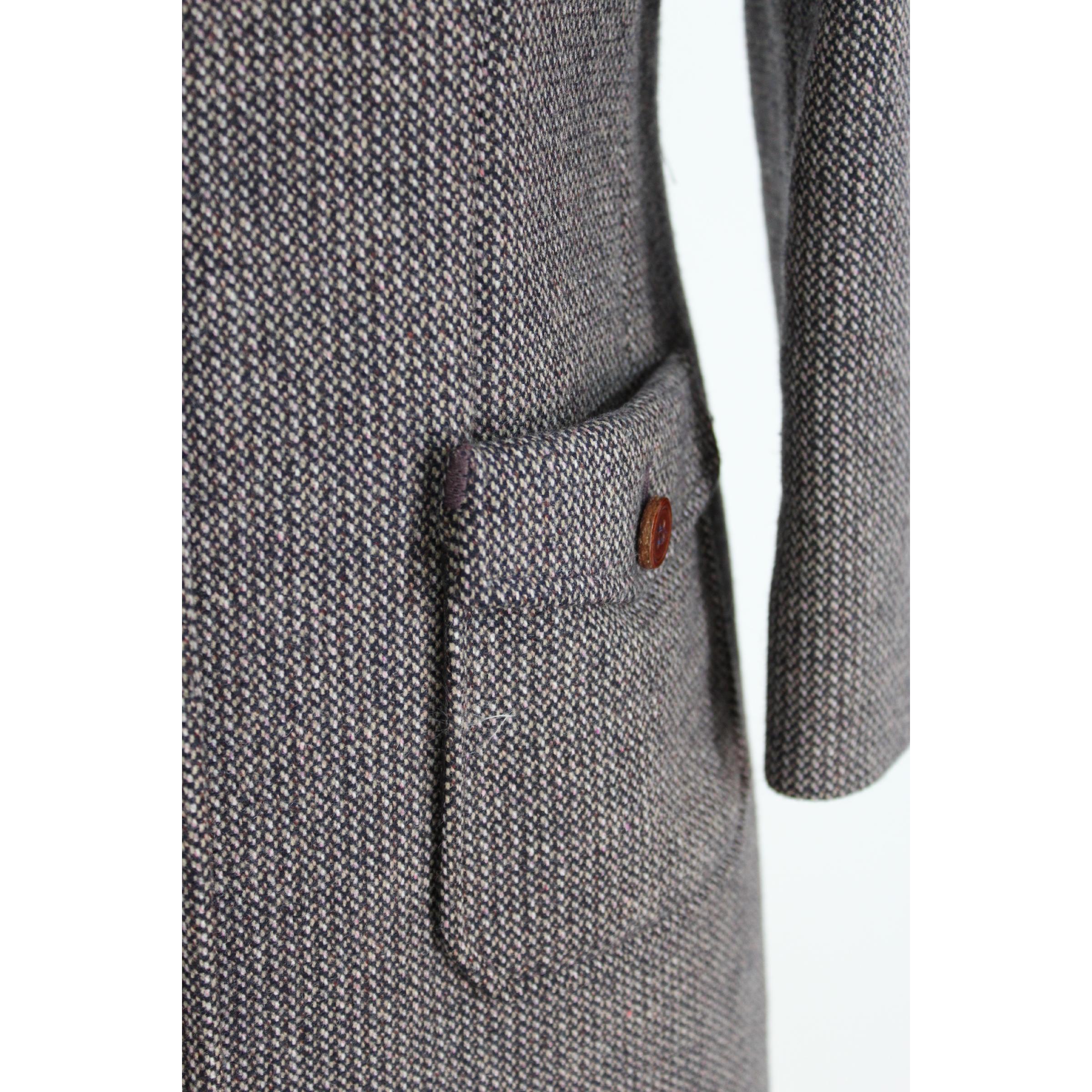 2000s Miu Miu Brown Tweed Wool Above Knee Long Coat In Excellent Condition In Brindisi, Bt