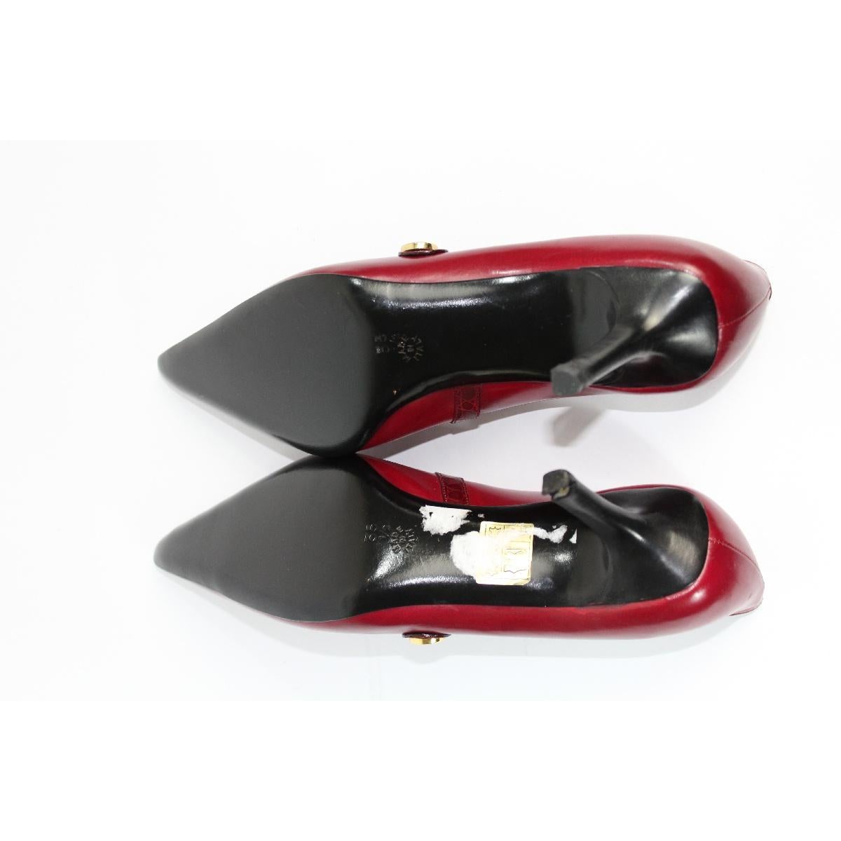 Brown 1980s Roberta Di Camerino Red Leather Pumps Heels Shoes NWT