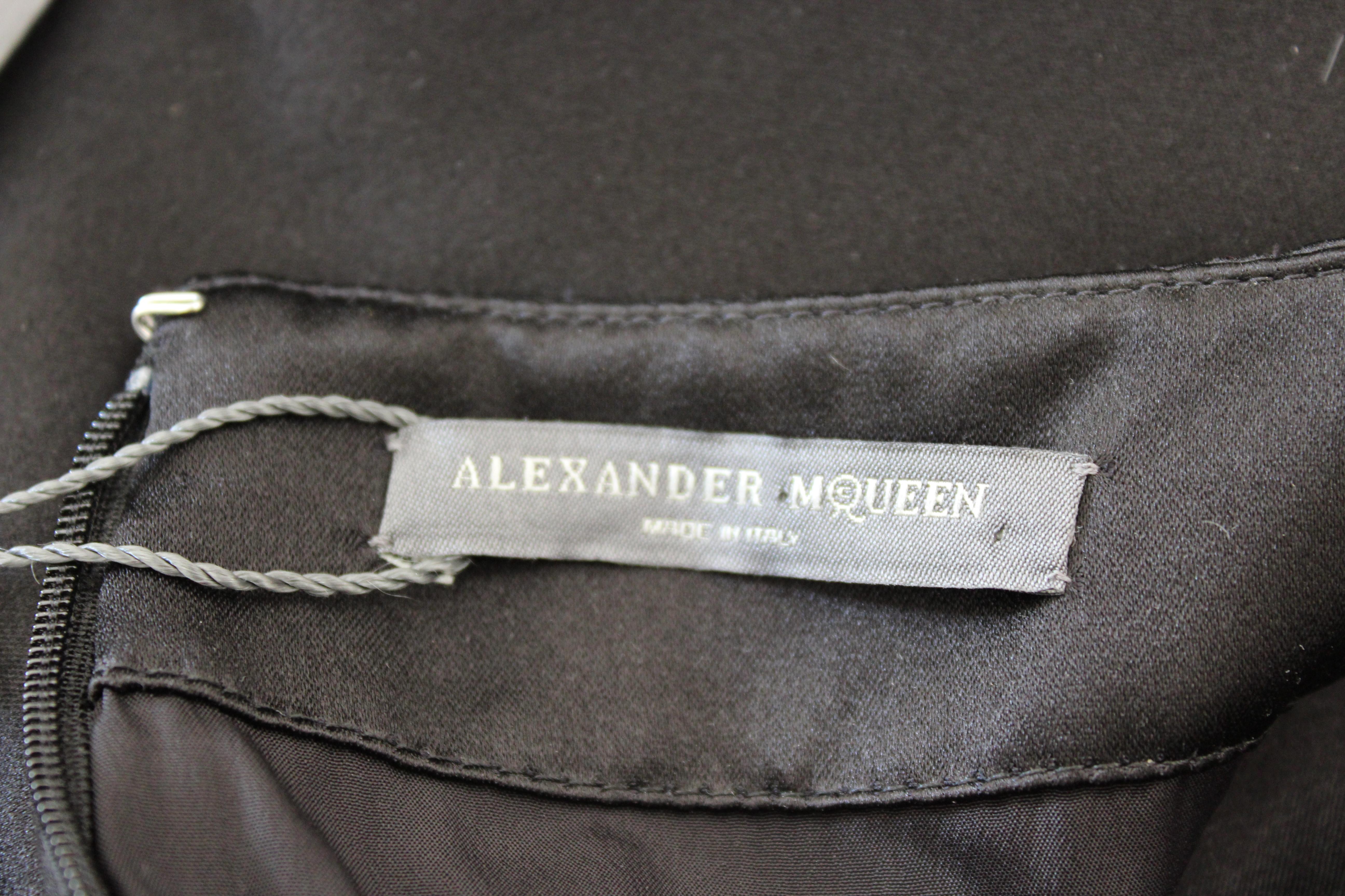 2000s Alexander Mcqueen Black Silk Evening Grows Dress Bow Sleeves NWT 3