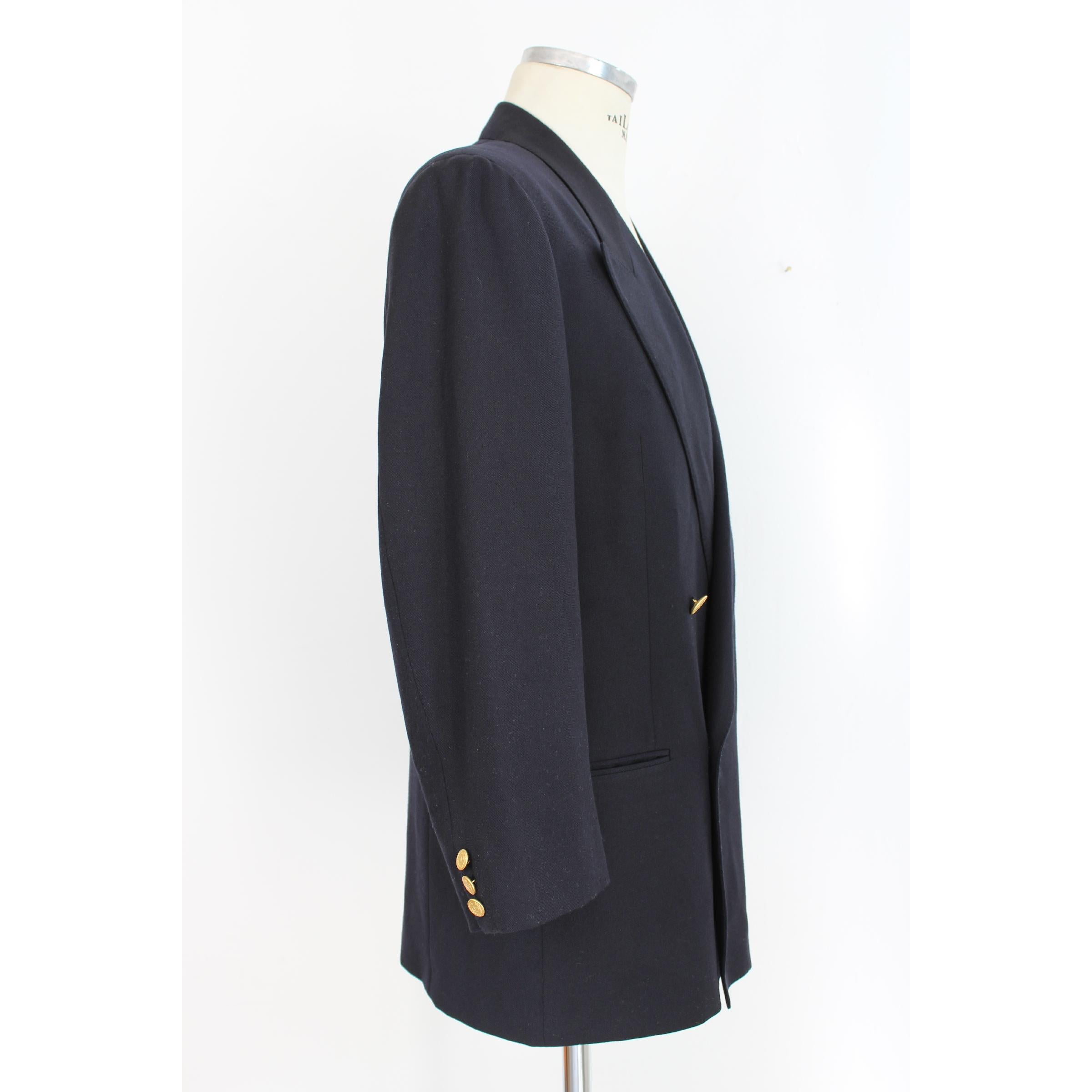 1990s Valentino Blue Wool Double Breasted Jacket In Fair Condition In Brindisi, Bt
