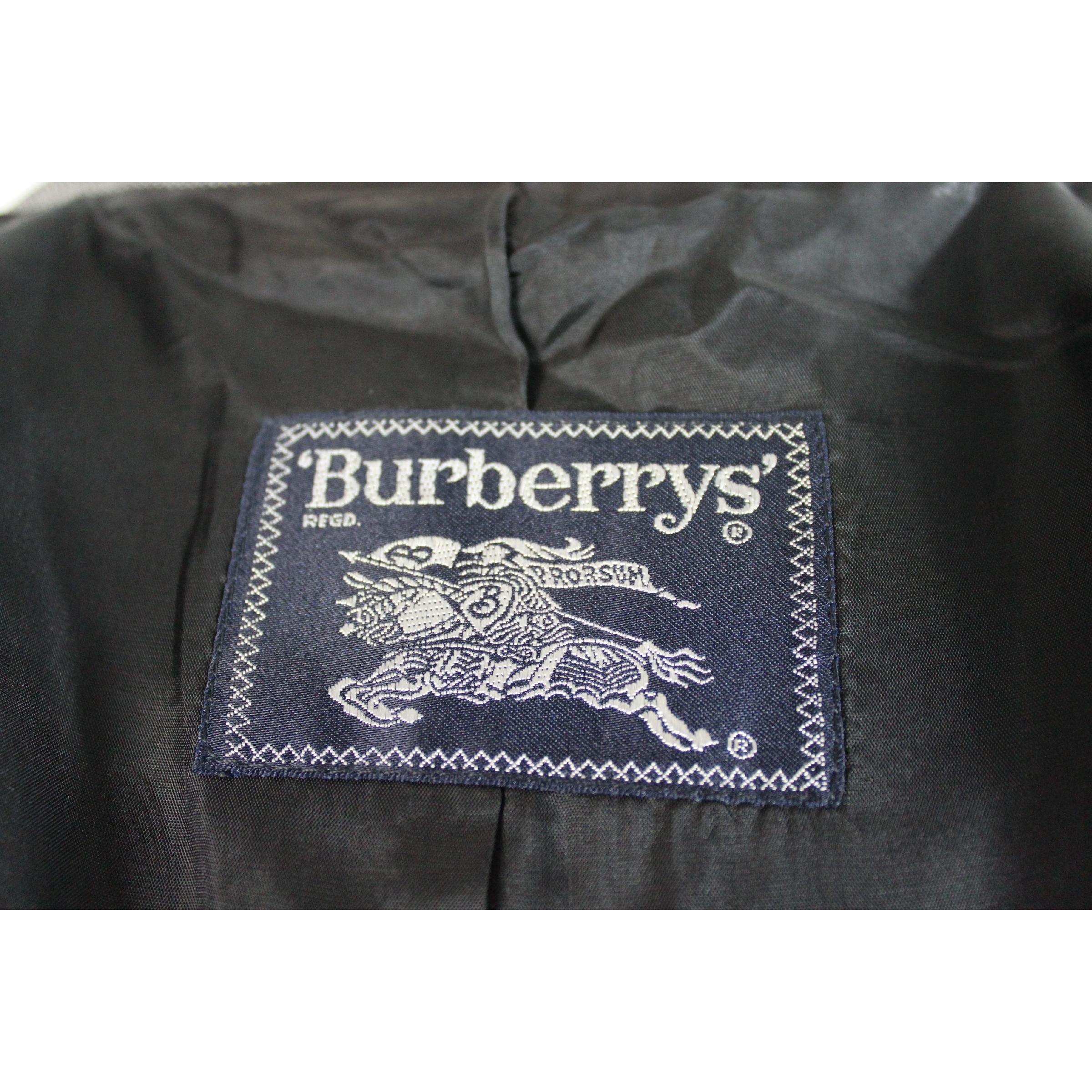 1980s Burberry Gray Houndstooth Wool Slim Fit Blazer Jacket 1