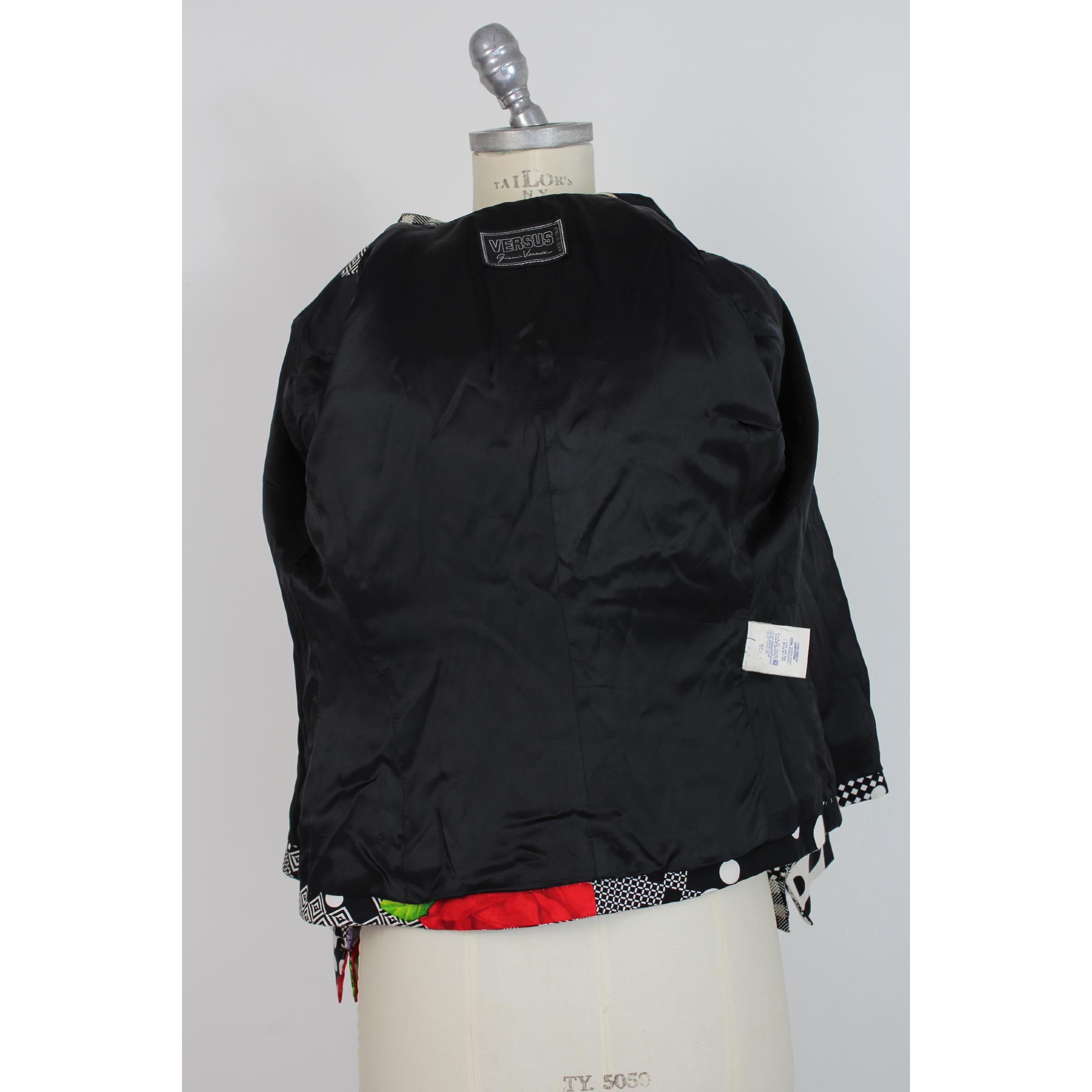 1990s Gianni Versace Floral Polka Dot Black White Blazer Jacket 2