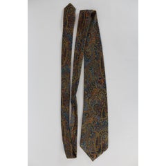 1980s Gucci Tie Silk Paisley Vintage Blue Brown