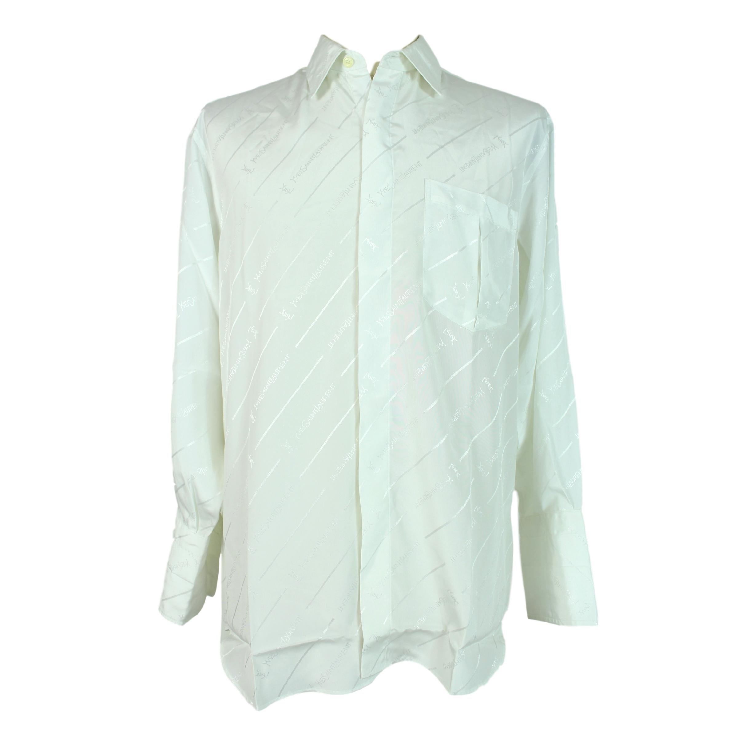 1990s Yves Saint Laurent Shirt Twin Silk Vintage White