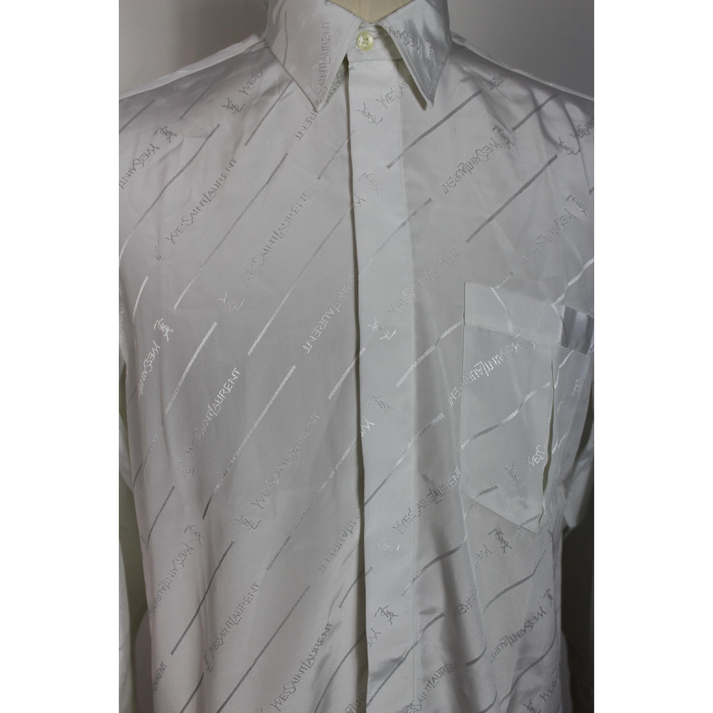 1990s Yves Saint Laurent Shirt Twin Silk Vintage White 2