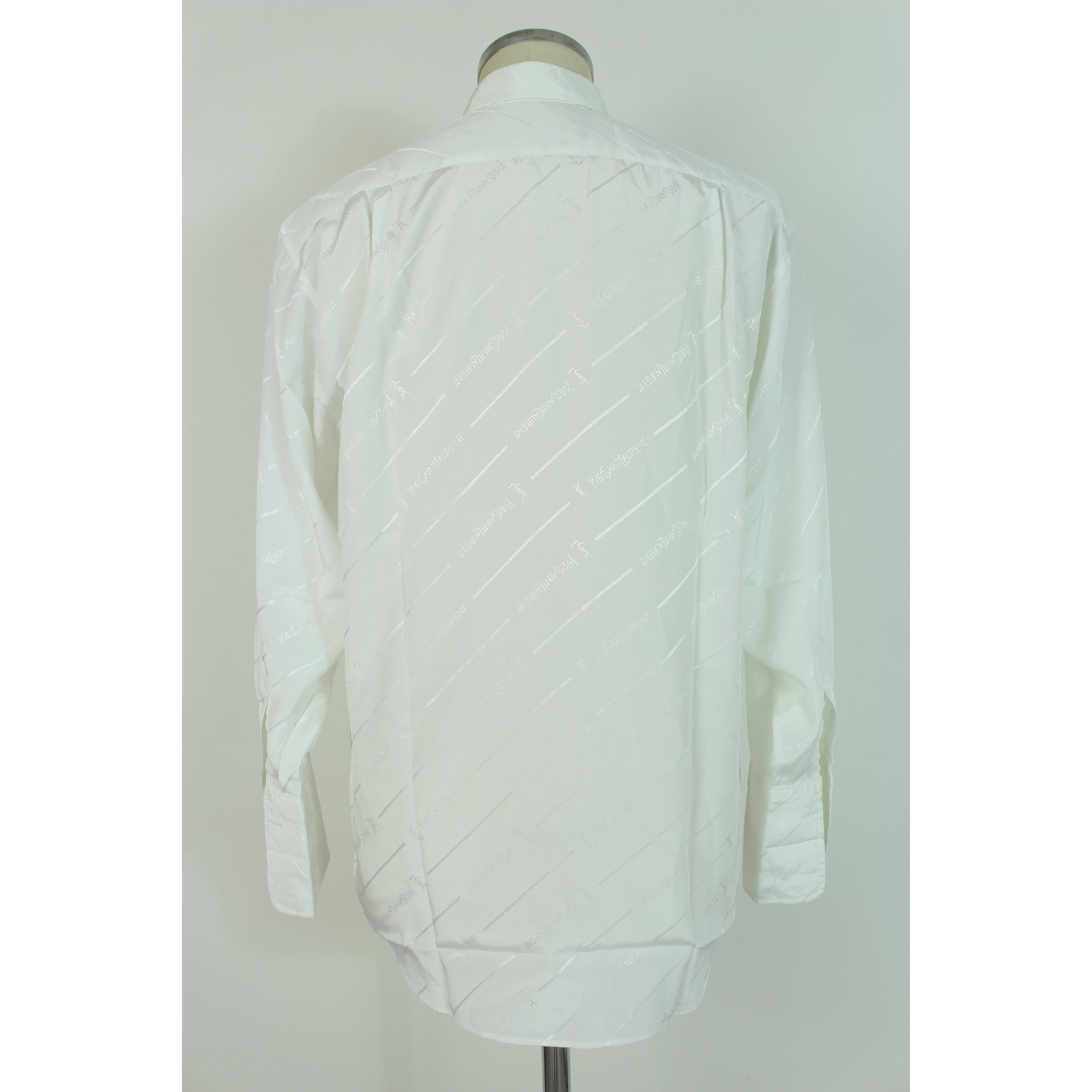 Gray 1990s Yves Saint Laurent Shirt Twin Silk Vintage White
