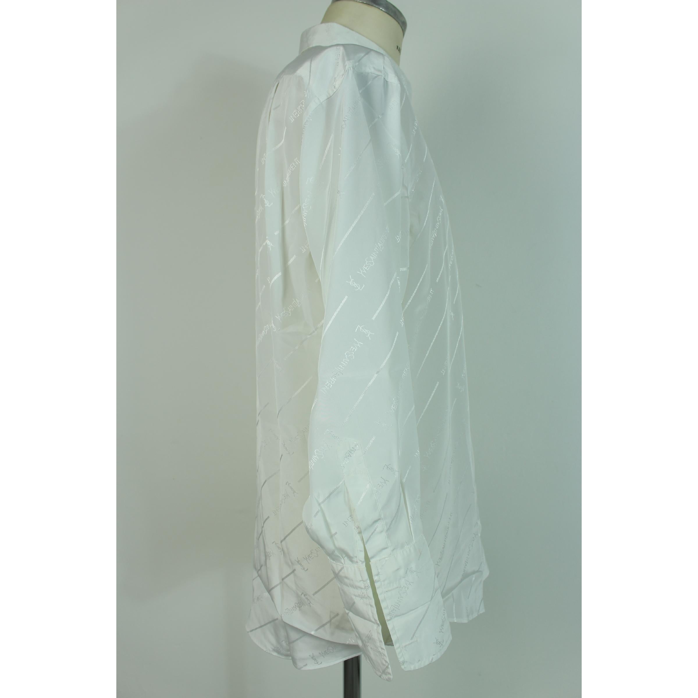1990s Yves Saint Laurent Shirt Twin Silk Vintage White In Excellent Condition In Brindisi, Bt