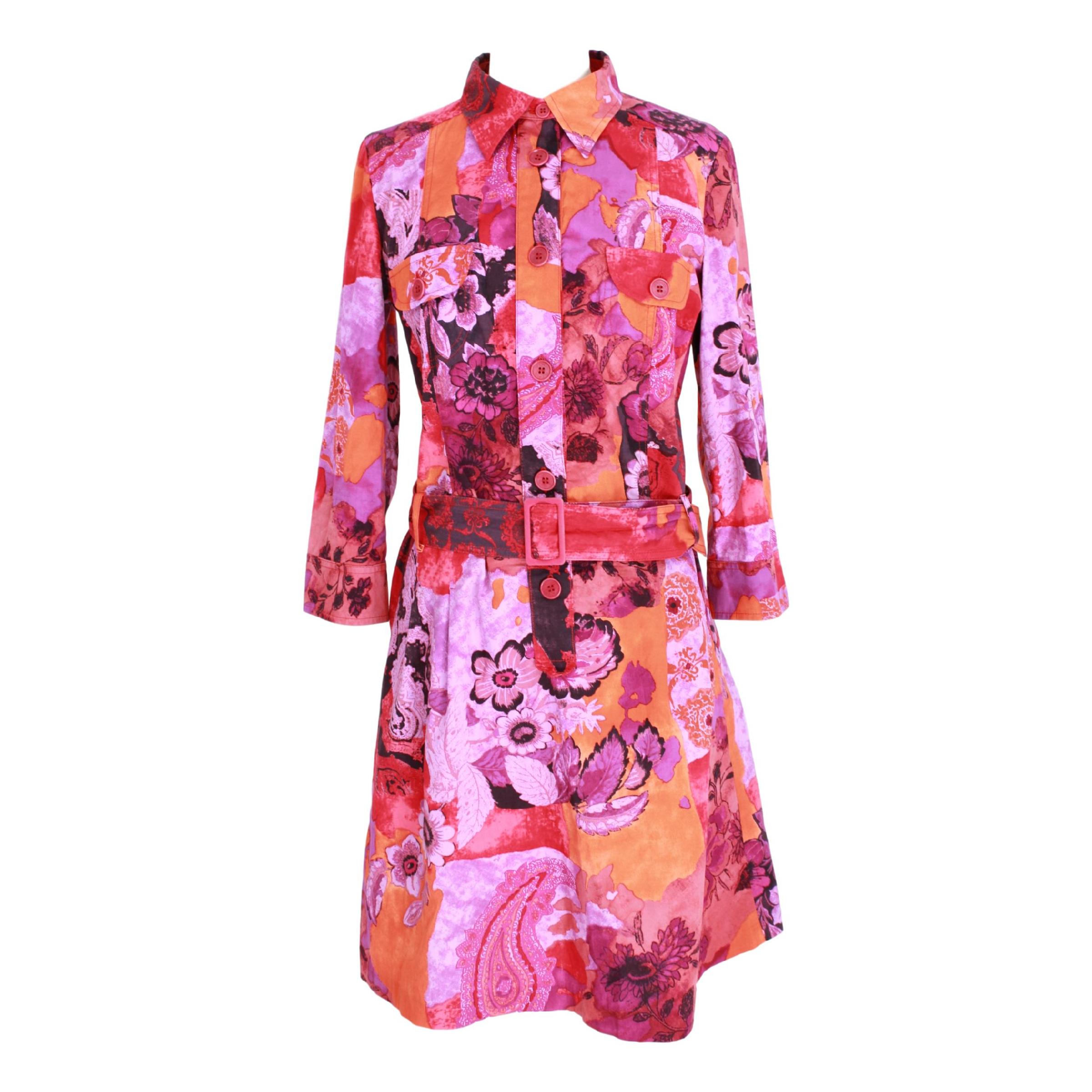 1990s Etro Pink Cotton Floral Paisley Dress