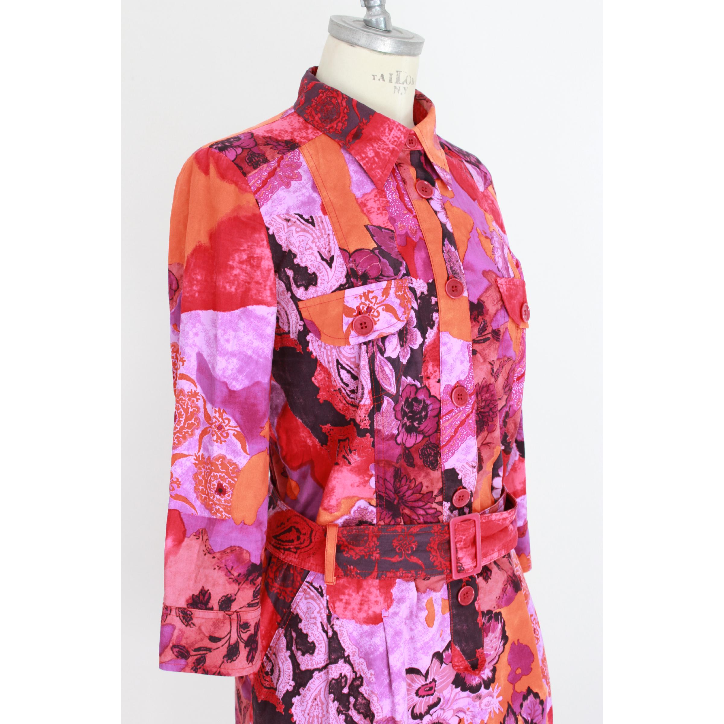 1990s Etro Pink Cotton Floral Paisley Dress In Excellent Condition In Brindisi, Bt