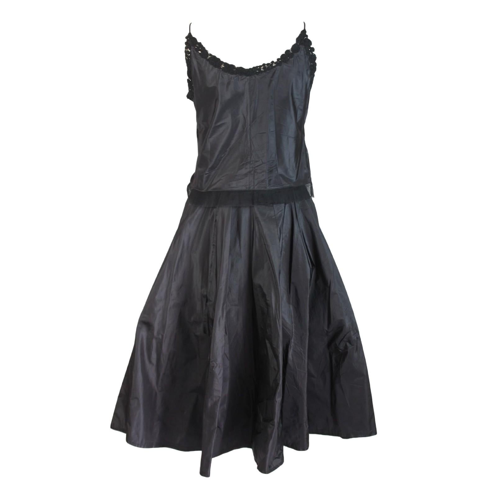 Women's 1980s Ermanno Scervino Black Silk Evening Gowns Dress