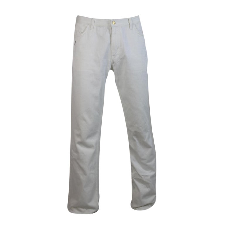 2000s Yves Saint Laurent White Cotton Bootleg Pants at 1stDibs