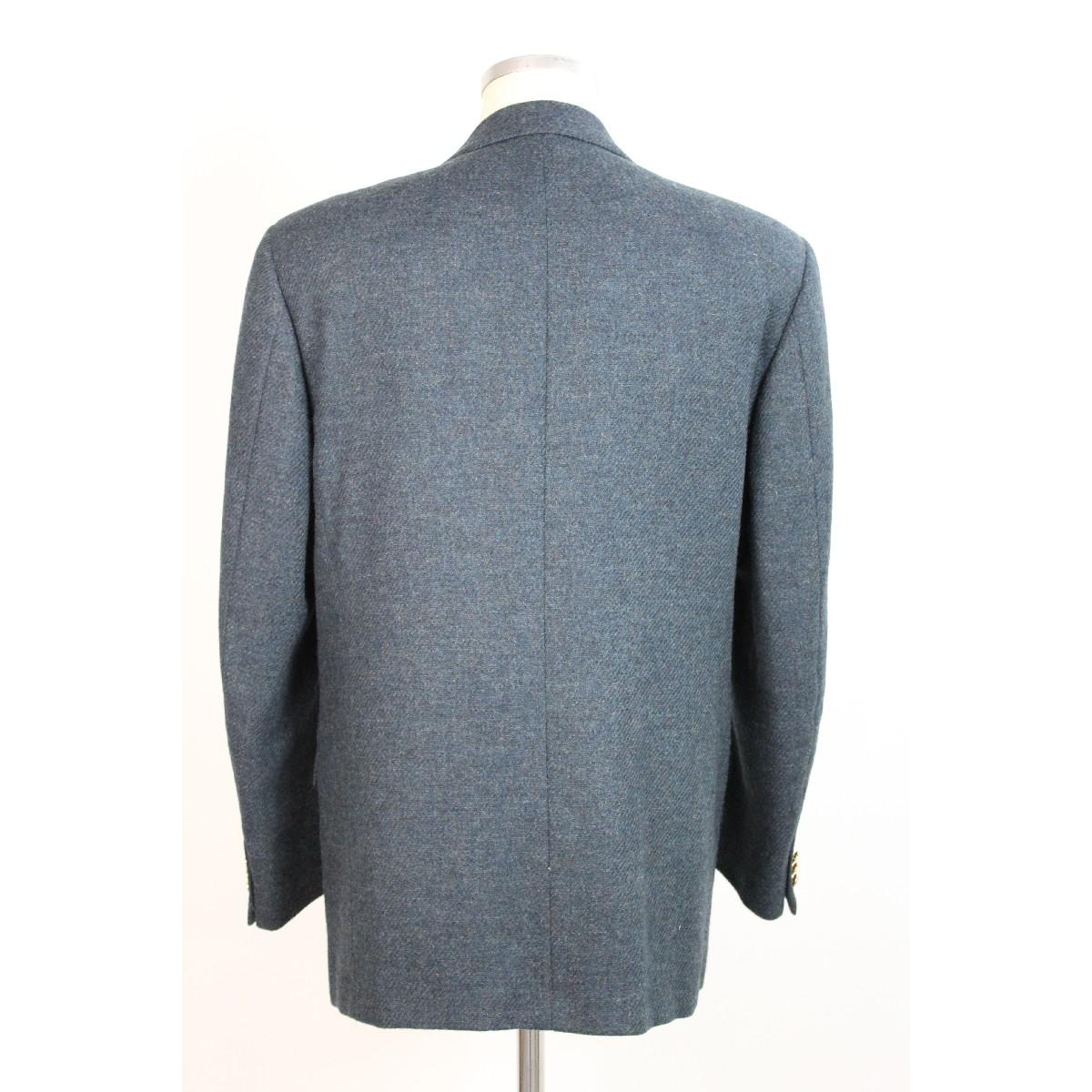 Gray 1990s Yves Saint Laurent Blue Tweed Wool Jacket