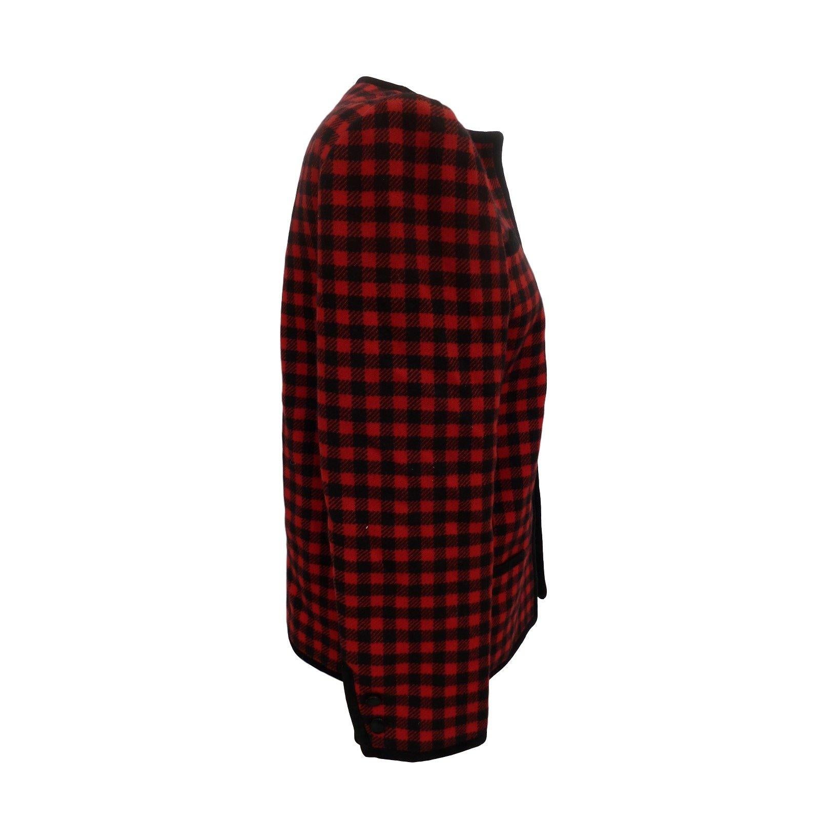 1980s Valentino Boutique Red and Black Wool Check Short Jacket  In Excellent Condition In Brindisi, Bt