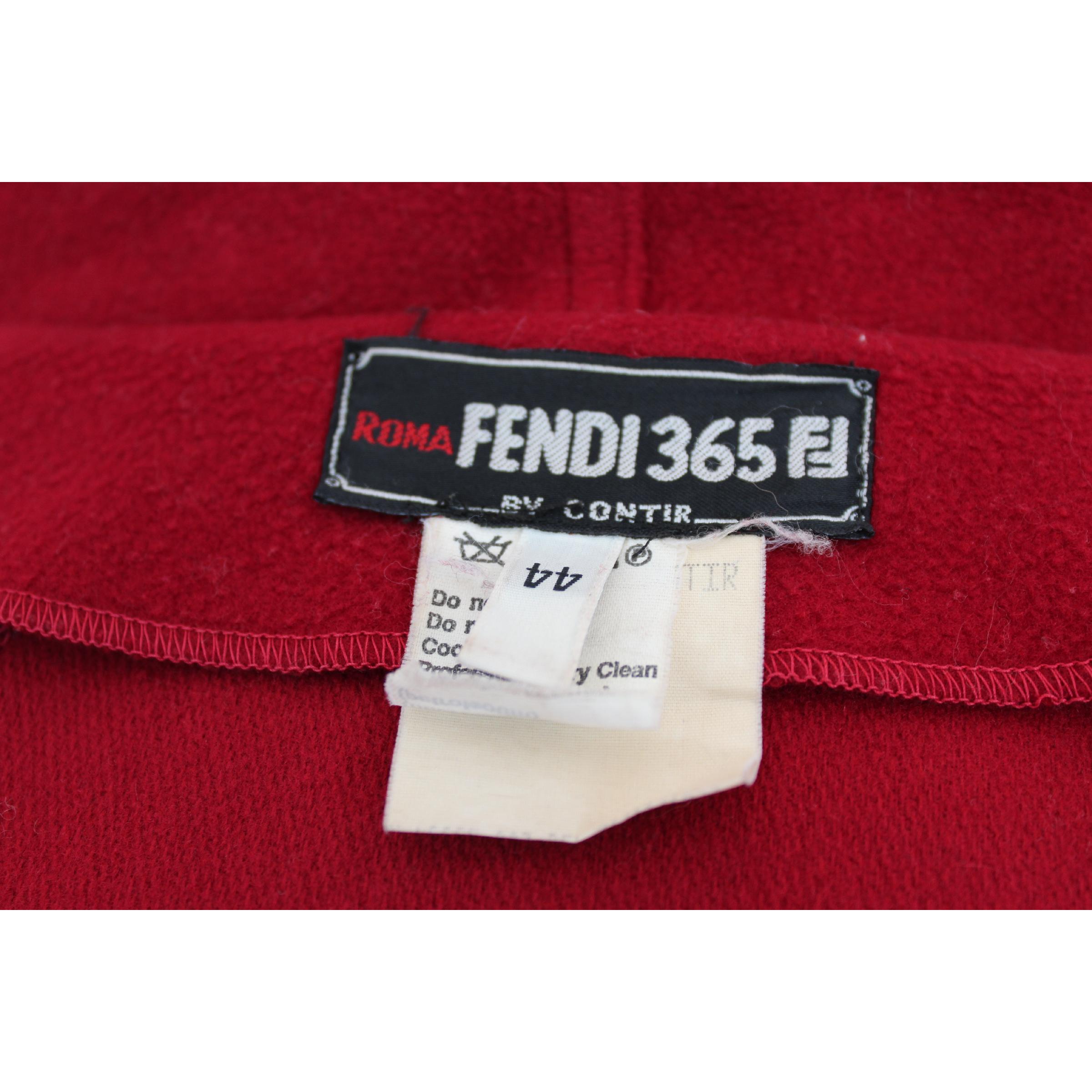 1980s Fendi 365 Red Cashmere Wool Coat Cloak Cape 2