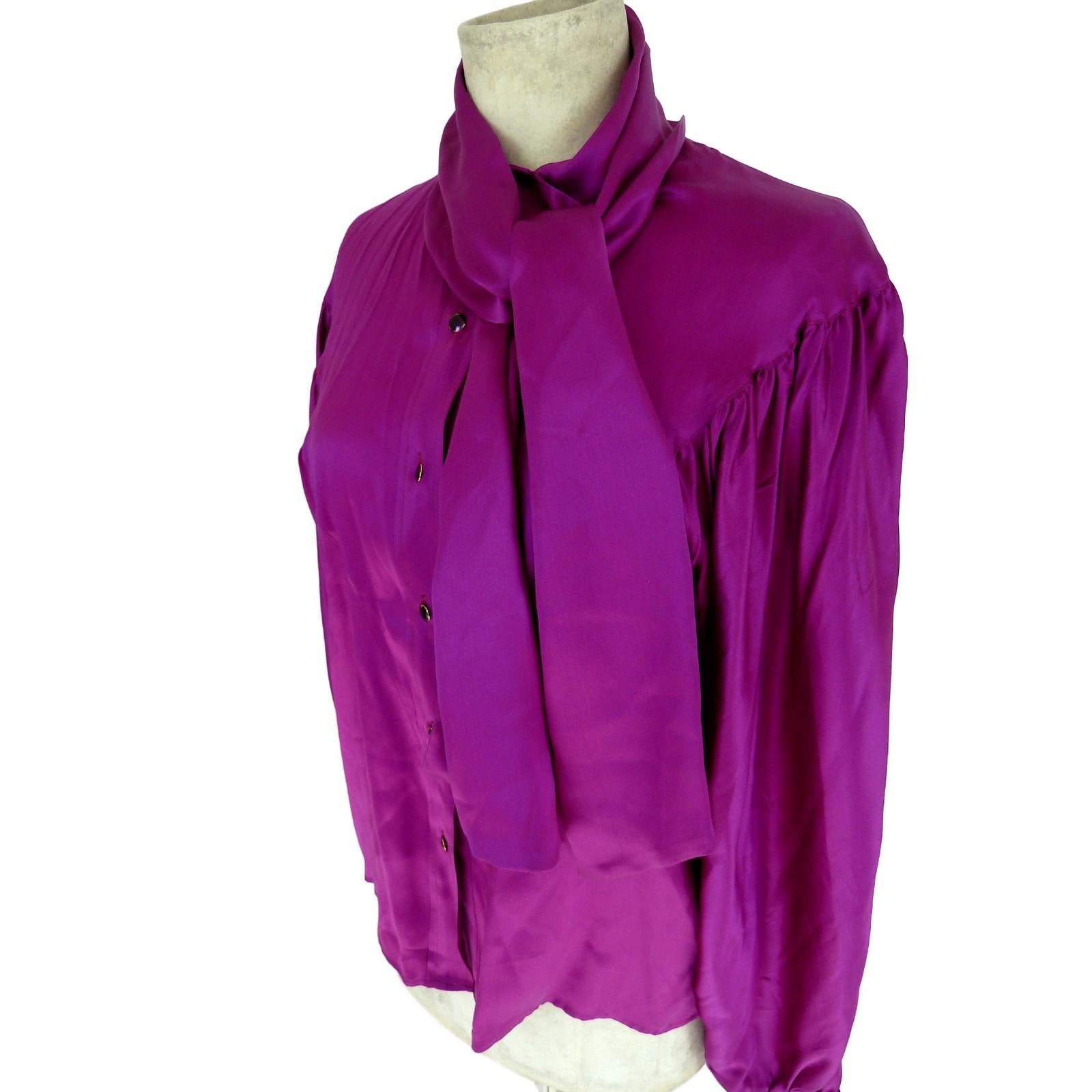 1980s Thierry Mugler Purple Silk Shirt  2