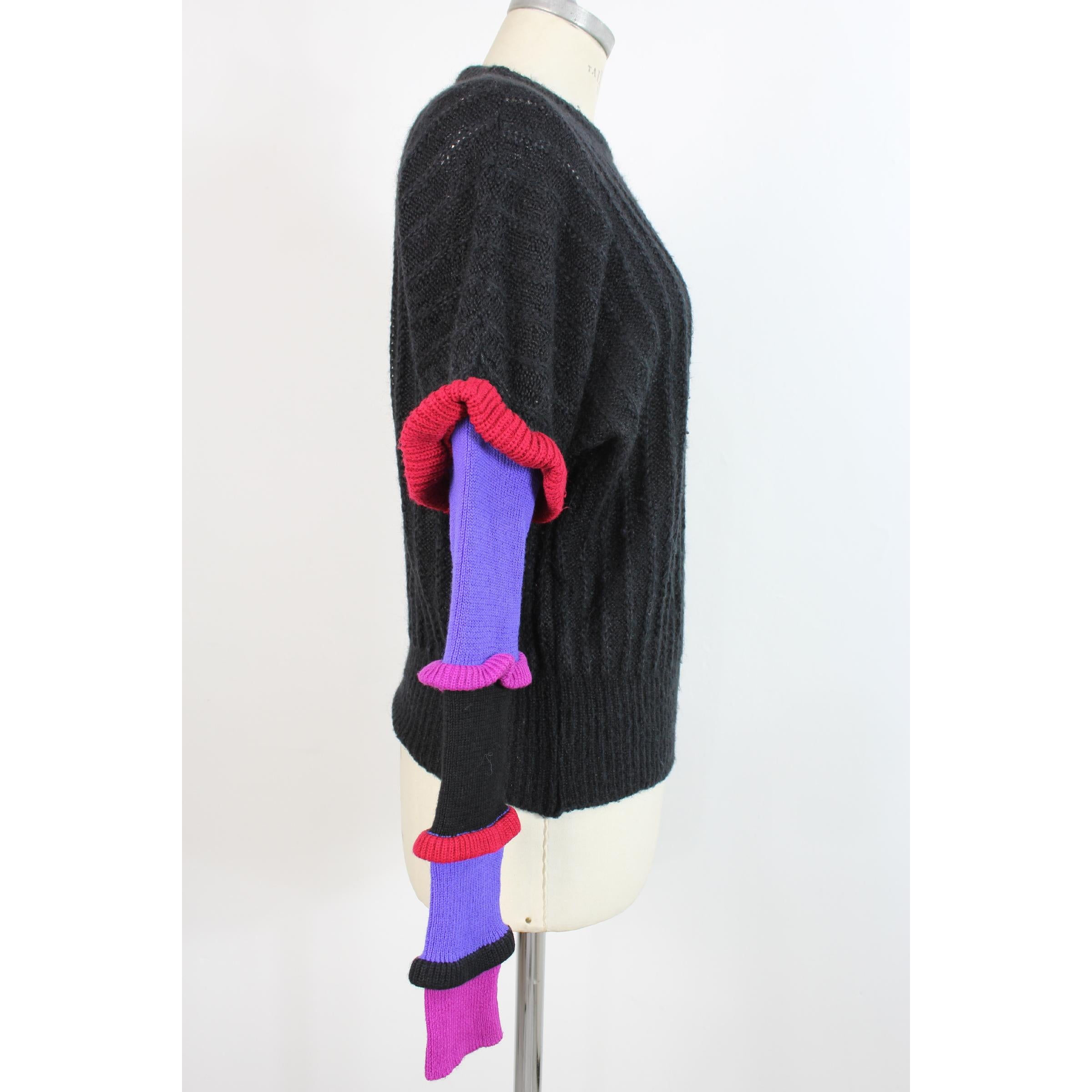 Women's 1980s Roccobarocco Black Wool Mohair Sweater 