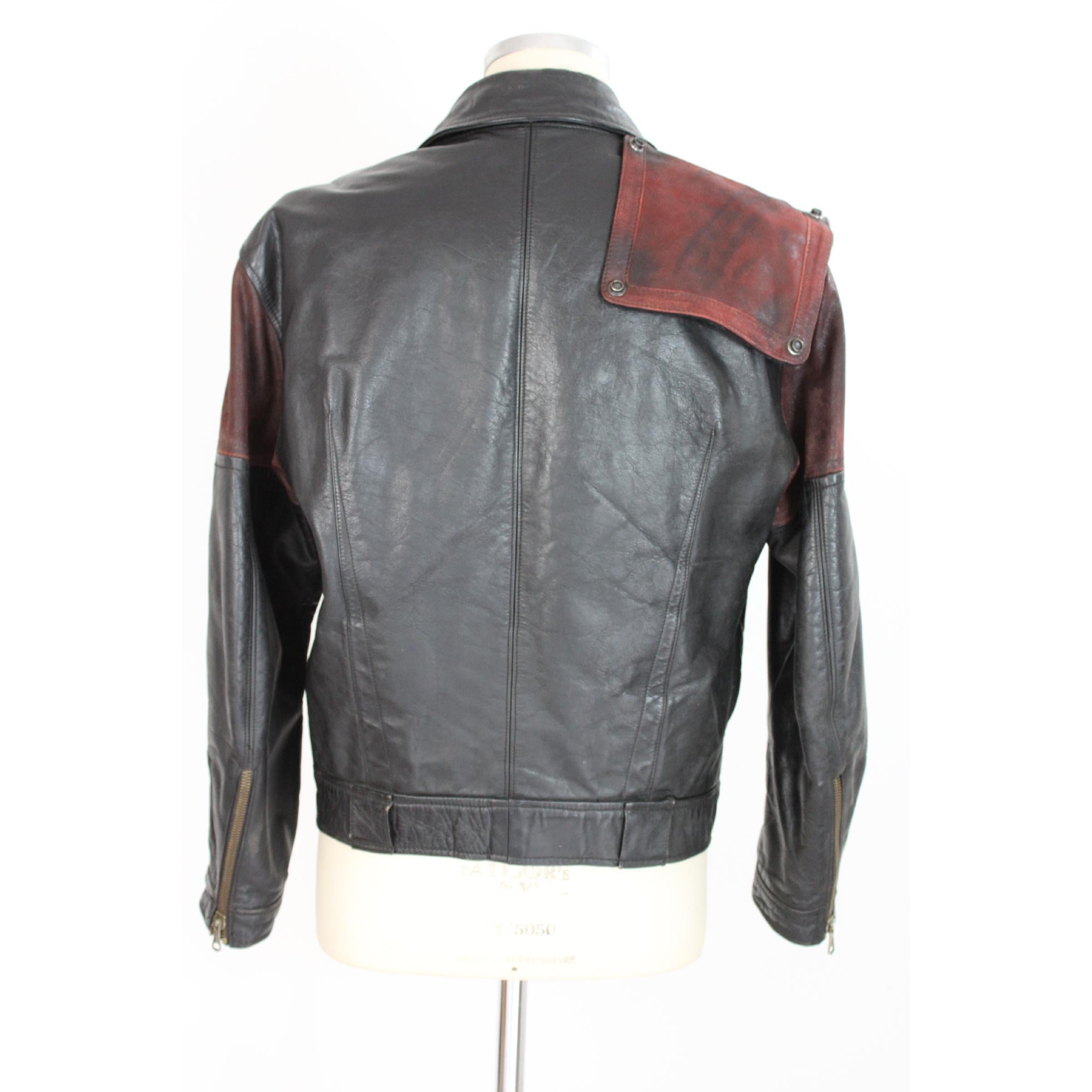 Giorgio Armani Biker Leather Vintage Jacket Black Chiodo, 1980s