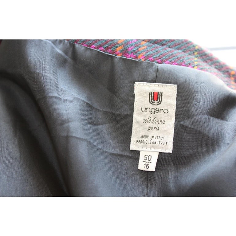 1980s Emanuel Ungaro Purple Wool Check Prince Galles Oversizie Skirt ...