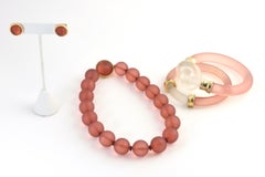 1980s Amber Lucite Suite, Necklace, Bracelets and Earrings
