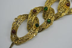 Vintage Chanel Byzantine Filigree Green Red Poured Glass Bracelet