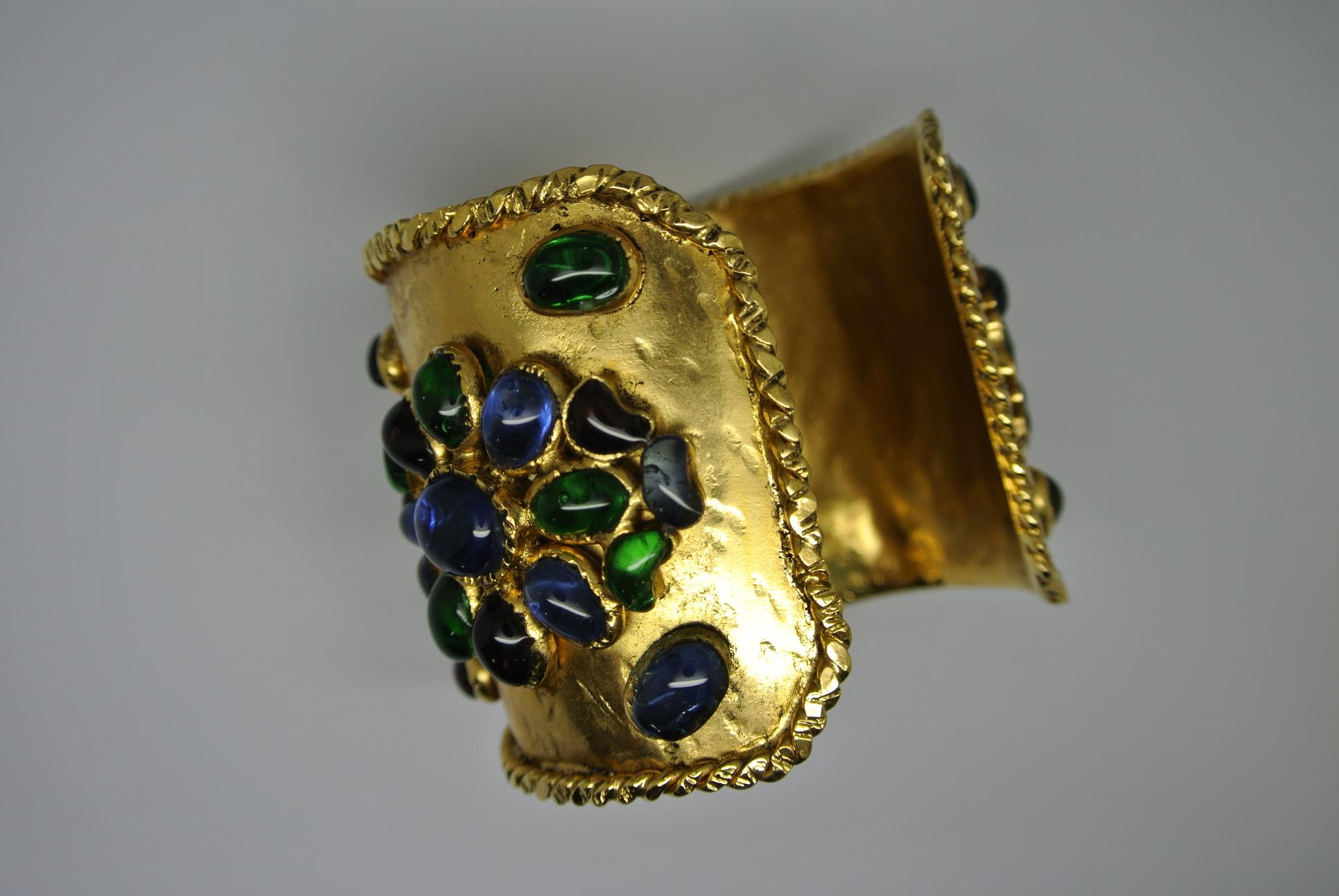 French workshop Gripoix made large bracelet. In byzantine style. Statement piece.