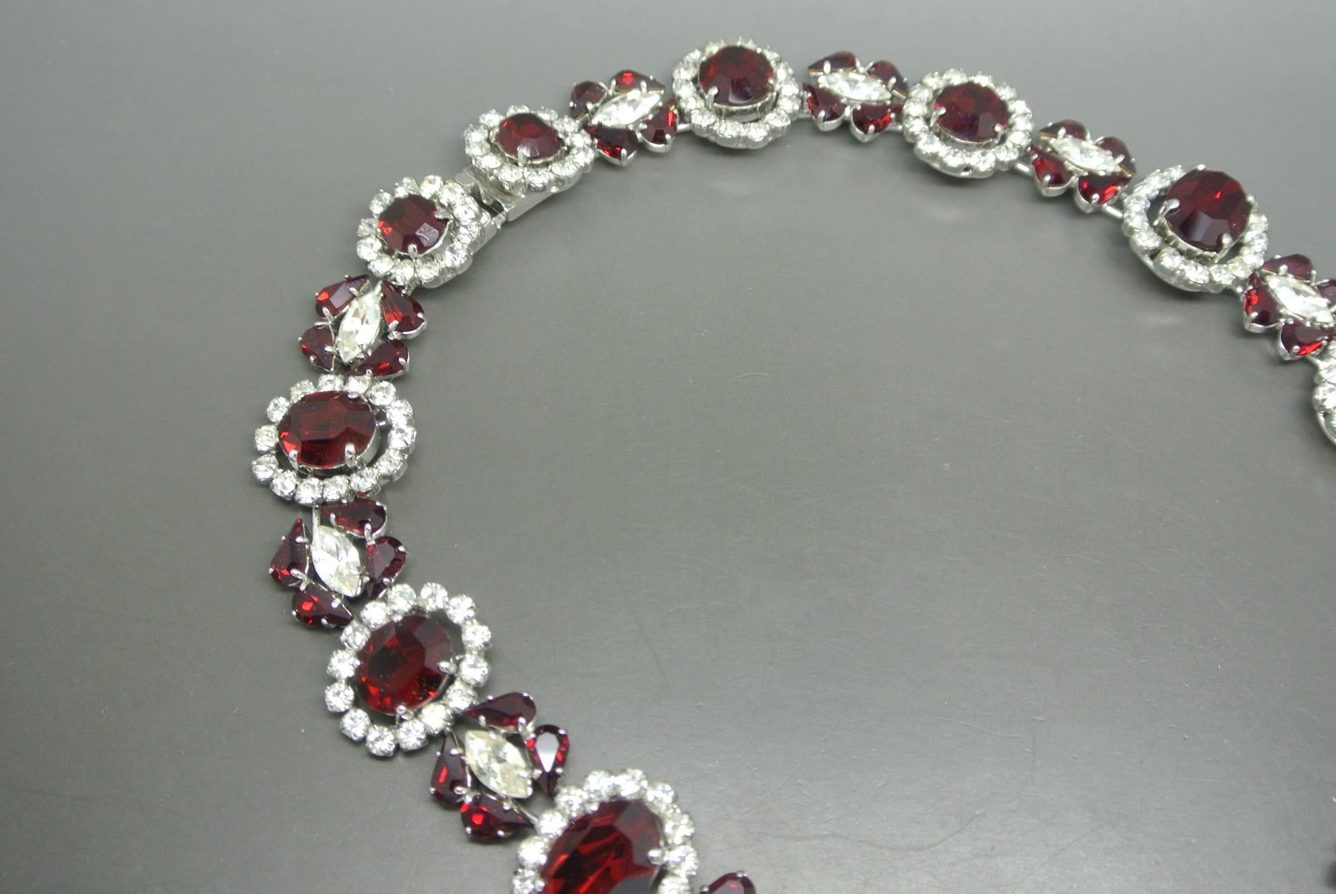 Artist Christian Dior 1963 Red Crystal Necklace For Sale