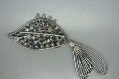 Countess Cissy Zoltowska Cis Blue AB Crystal Fish Brooch