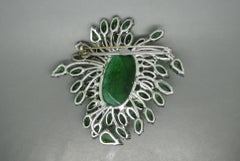 Christian Dior 1961 Green Crystal Large Stone Couture Brooch