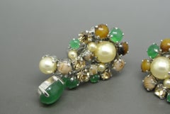 Christian Dior 1962 Green Brown Glass Earrings