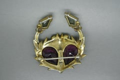 Schiaparelli 1950s Purple Black Glass Crab Brooch