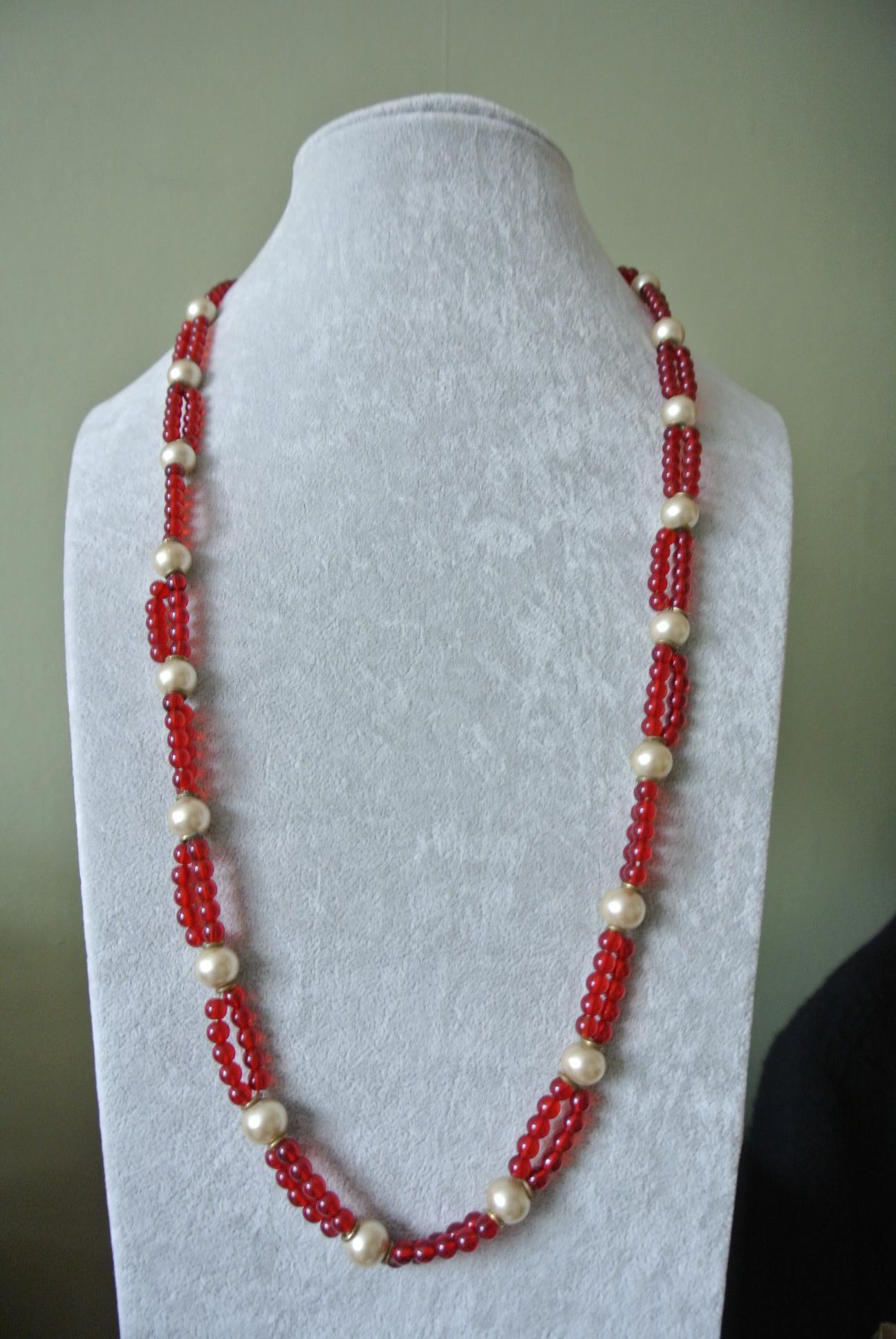Chanel signed necklace
Designed by Robert goossens 
With red glass beads