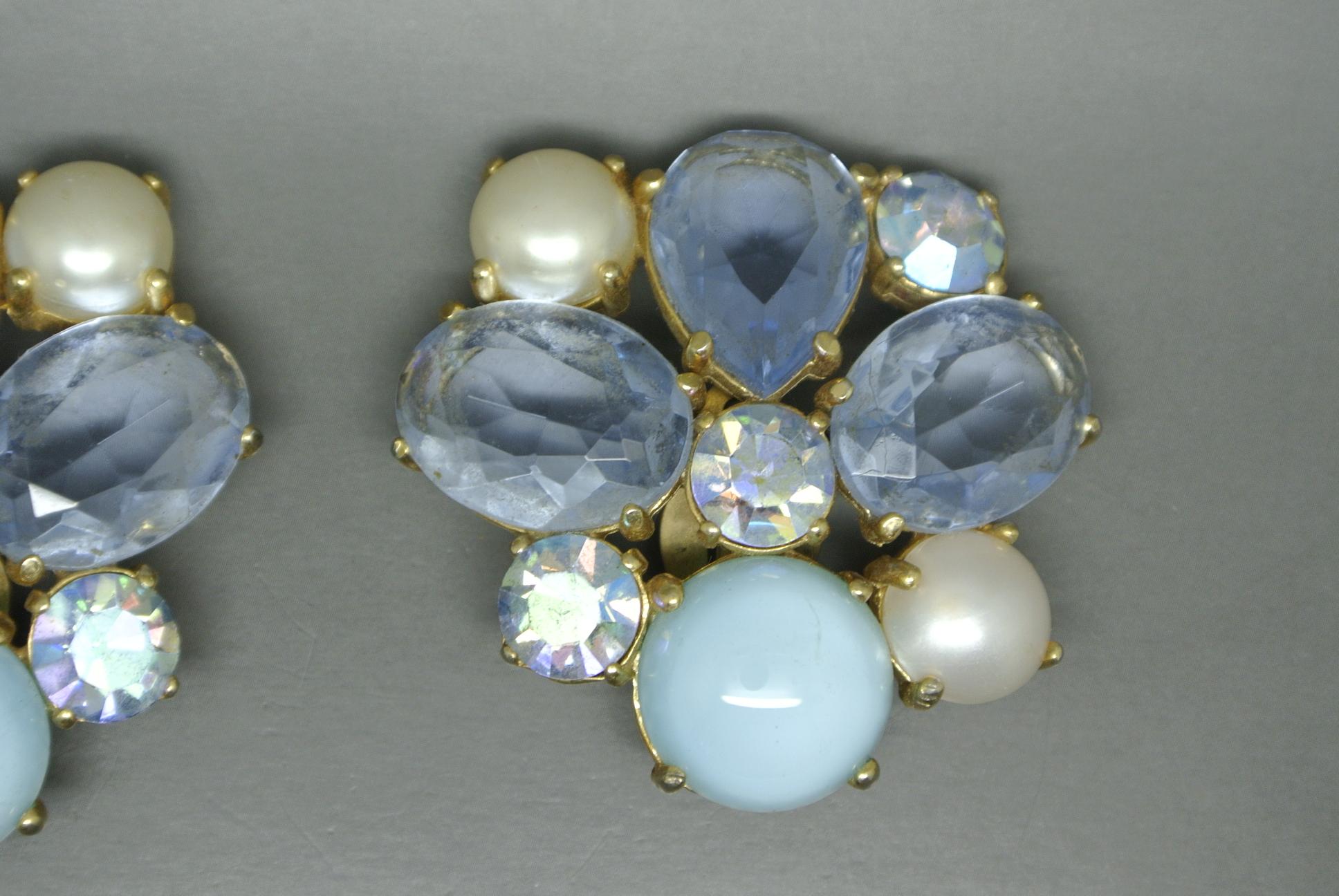 Artist Schiaparelli 1950s blue glass gold-tone earrings